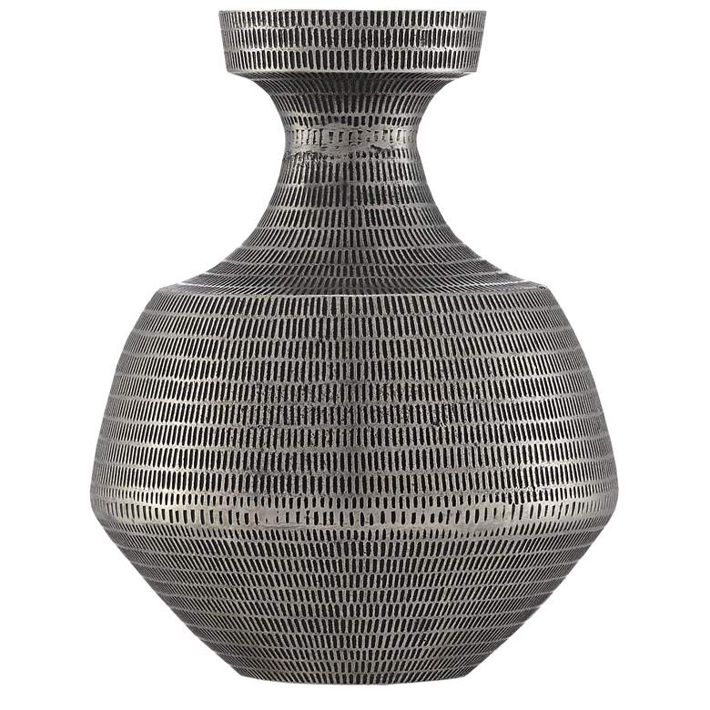 Image 1 Nallan Nickel Antique and Black 13 3/4 inch High Decorative Vase
