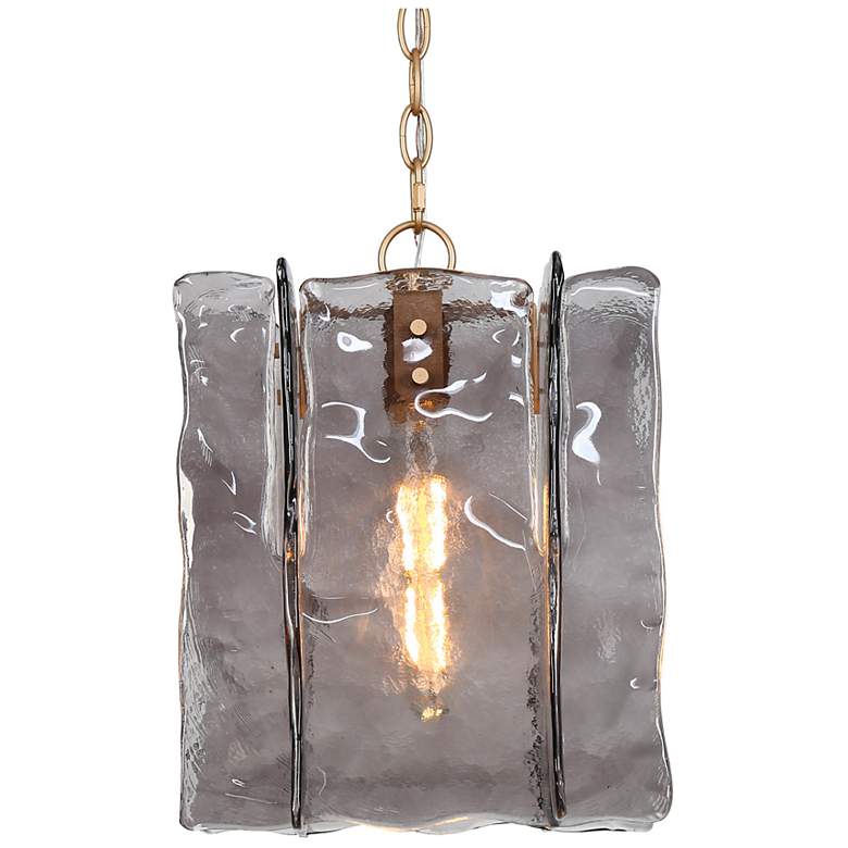 Image 1 Nalyri 11.8" Wide Smoky 1-Light Square Pendant Light
