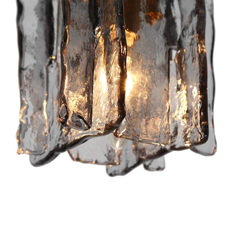 Image 3 Nalyri 18 inchW Black Metal Gray Glass 3-Light Island Pendant more views