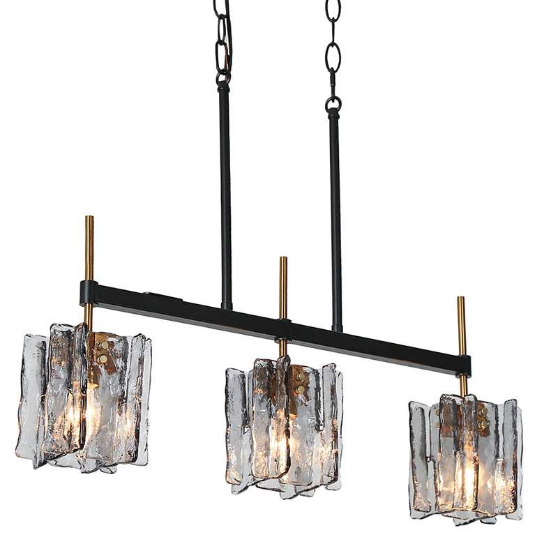 Image 2 Nalyri 24 3/4"W Brass Black 3-Light Island Linear Pendant
