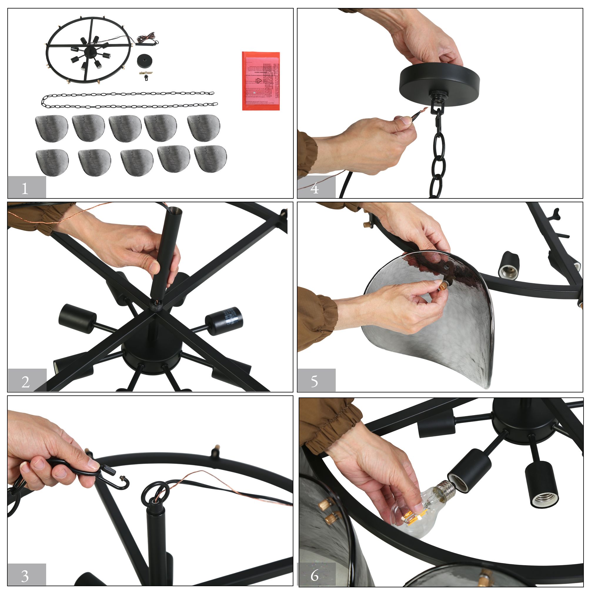 Image 4 Nalyri 33.9" Wide Smoky 8-Light Drum Chandelier more views