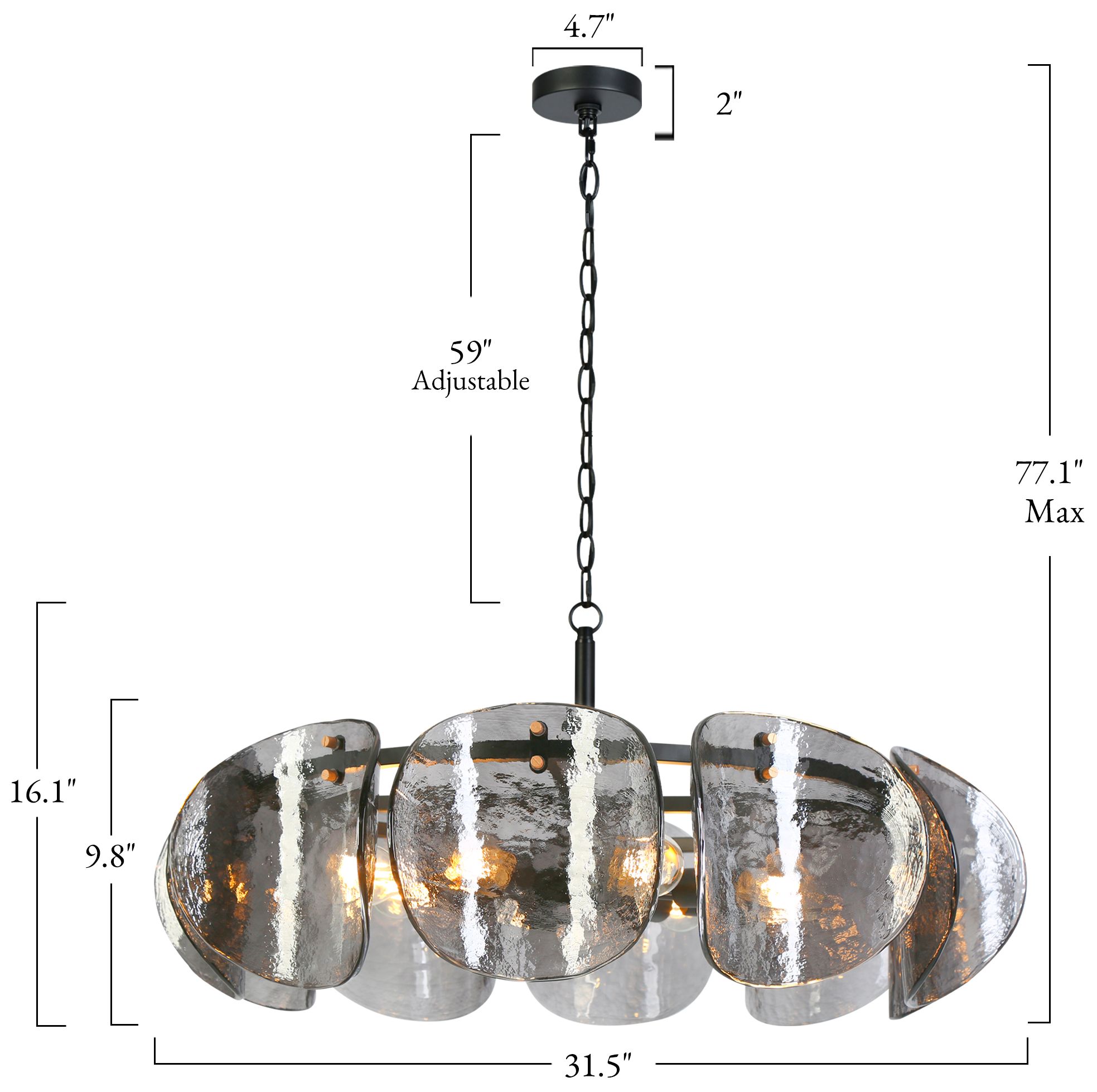 Nalyri 33.9" Wide Smoky 8-Light Drum Chandelier