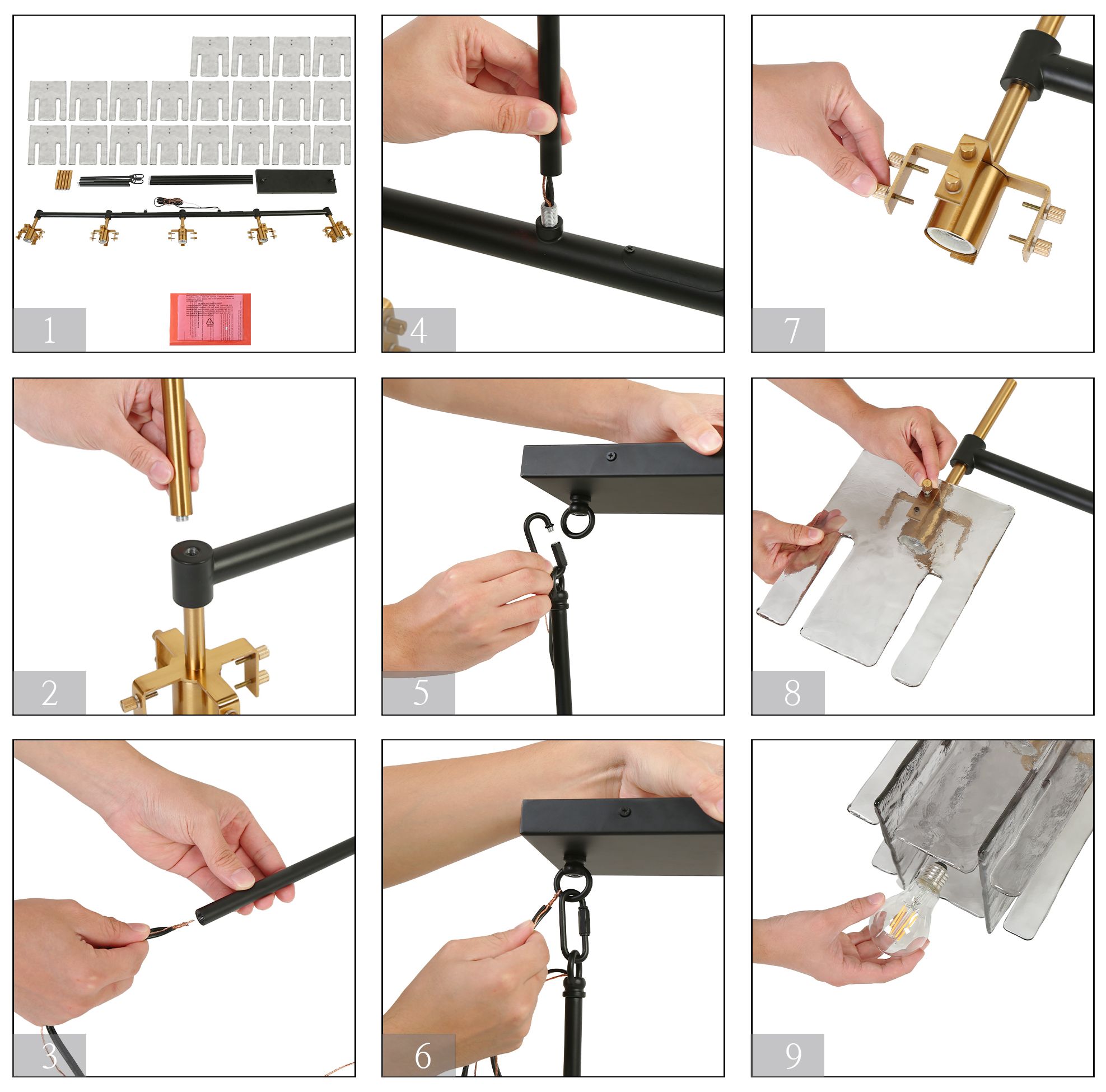 Nalyri 63" Wide Gray 5-Light Linear Island Chandelier