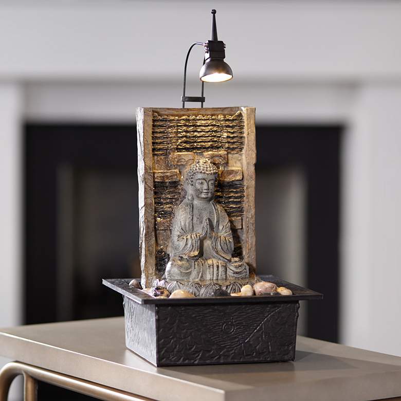 Namaste Buddha 11 1/2&quot; High Indoor Table Fountain