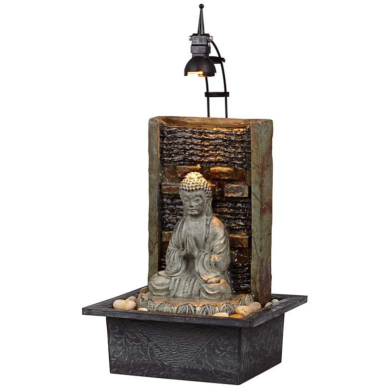 Image 3 Namaste Buddha 11 1/2" High Indoor Table Fountain more views