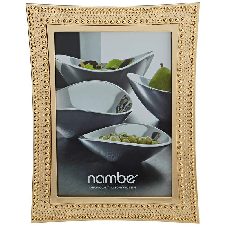 Image 1 Nambe Beaded 5x7 Gold Picture Frame