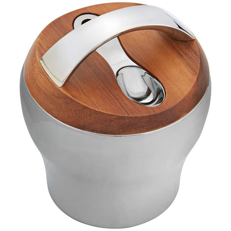 Image 1 Nambe Bulbo Metal and Wood Coffee Canister with Scoop