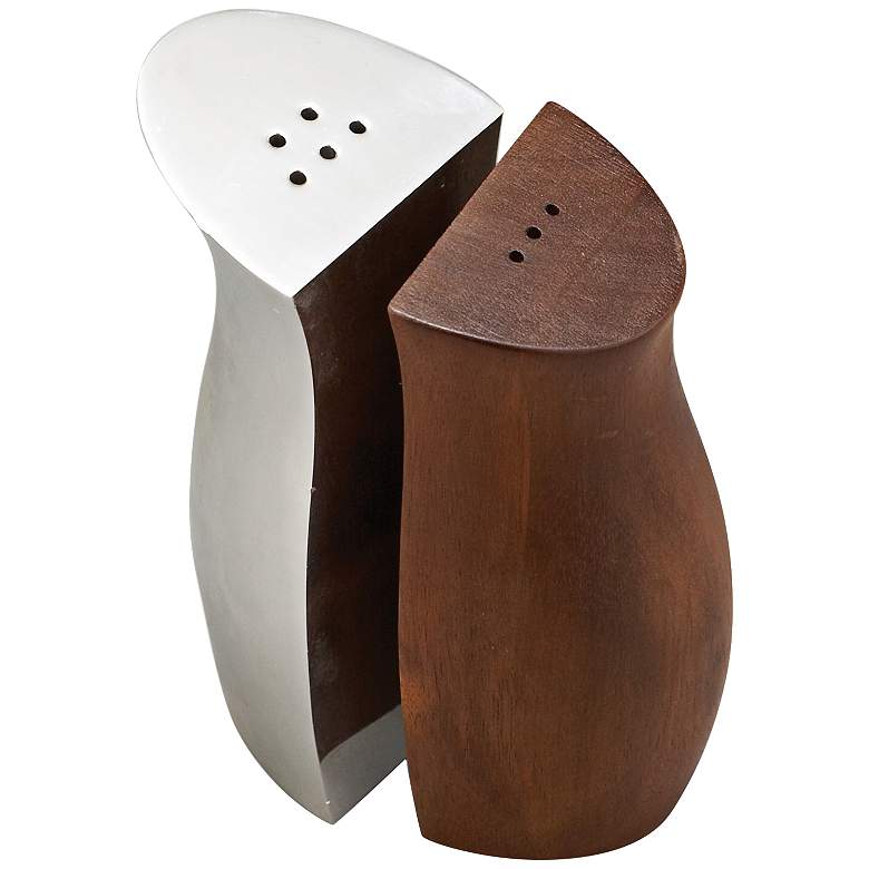 Image 1 Nambe Wood and Silver 2-Piece Cradle Salt and Pepper Set
