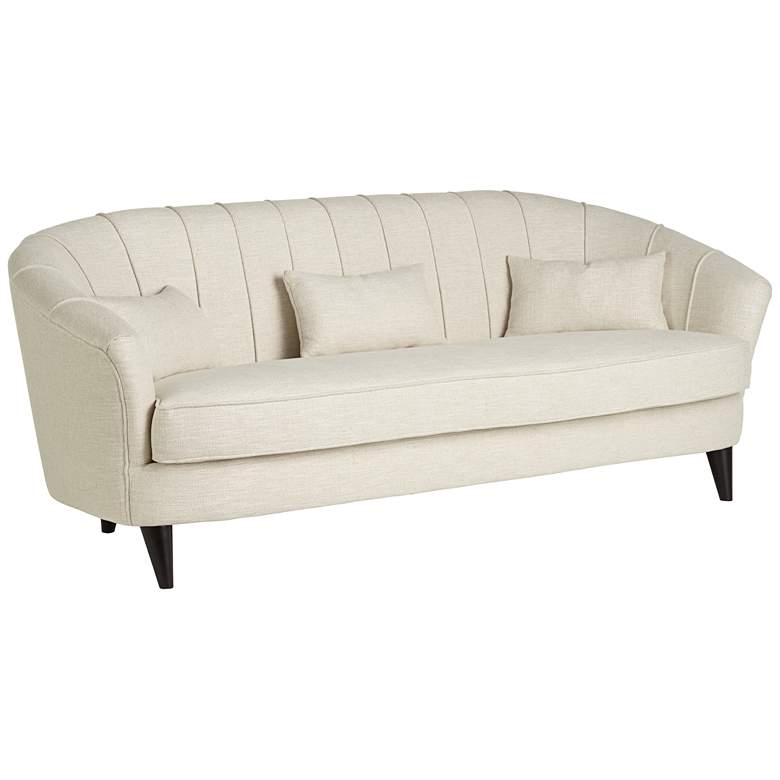 Image 1 Namora Plush Layered 83 3/4 inch Wide Cream Sofa with Pillows