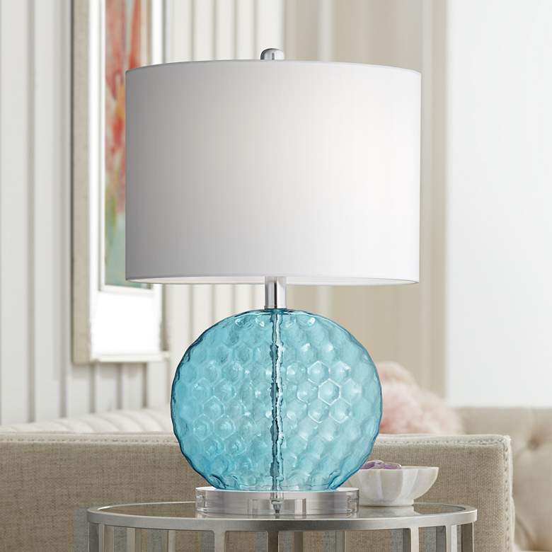 Image 1 Nancy Wavy Blue Glass Table Lamp