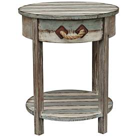 Image1 of Nantucket 20" Wide Weathered Wood Round Accent Table