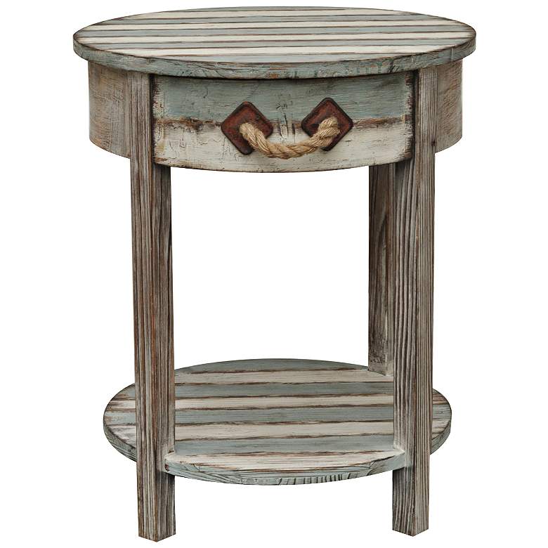Image 1 Nantucket 20" Wide Weathered Wood Round Accent Table