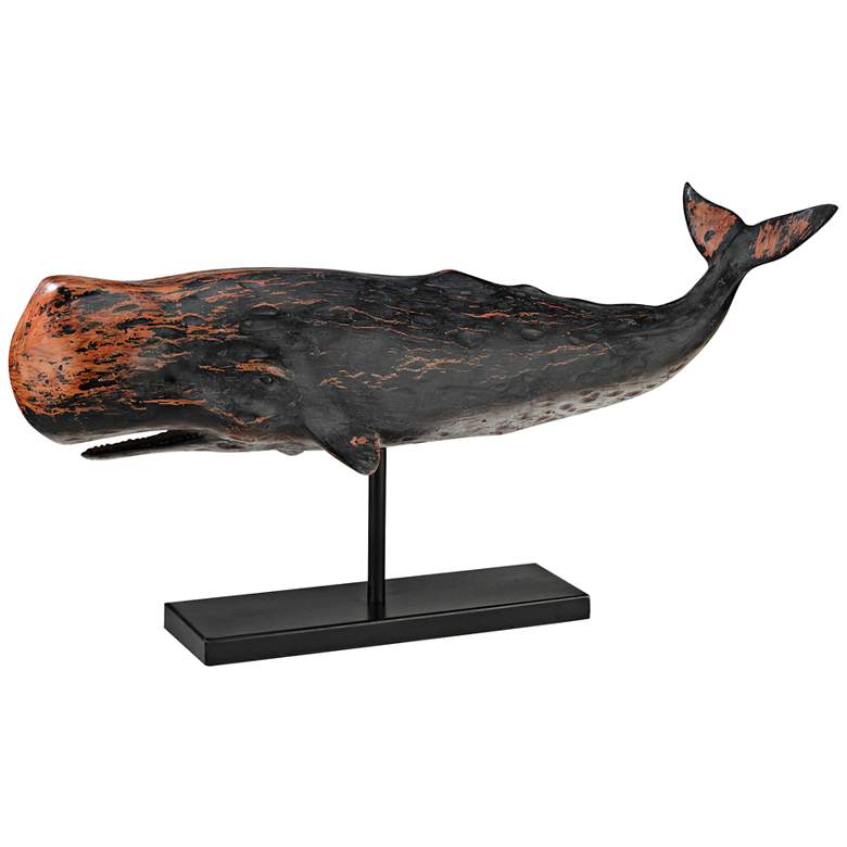 Image 1 Nantucket 30 inch Wide Aged Black Sperm Whale Statute