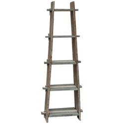 Nantucket 67&quot; High Weathered Wood Ladder Etagere