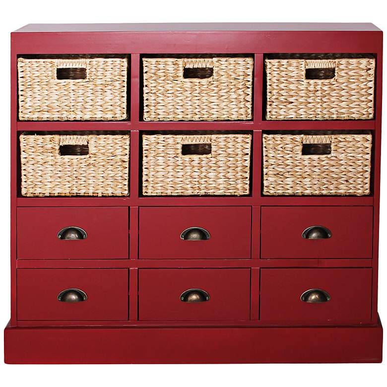 Image 1 Nantucket Basket Red 12-Drawer Cabinet
