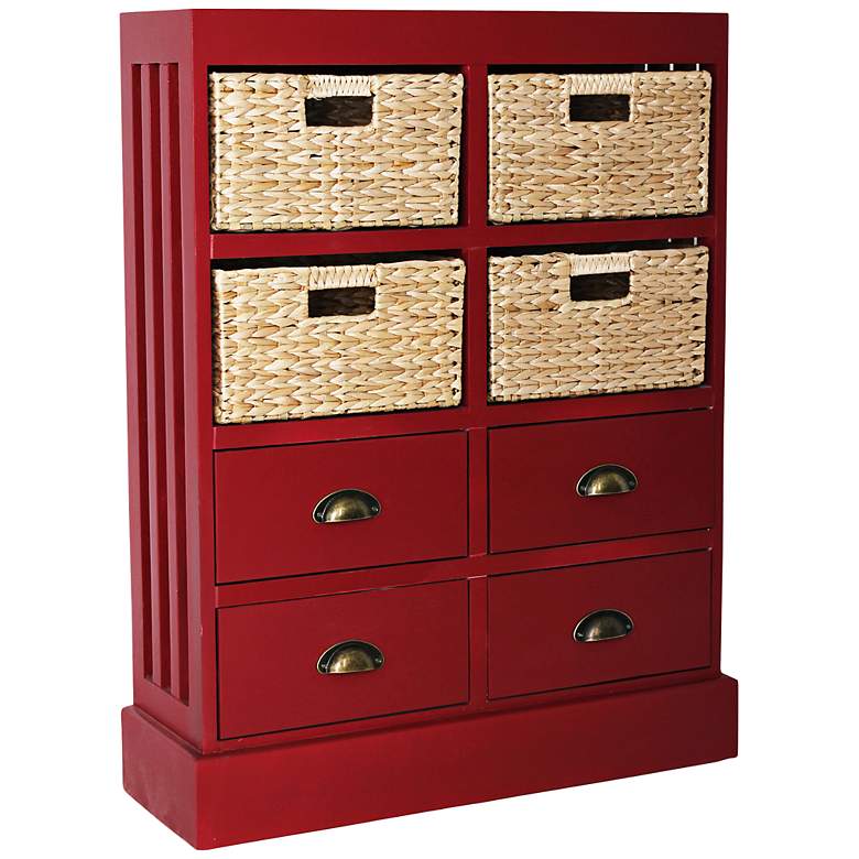 Image 1 Nantucket Basket Red 8-Drawer Cabinet