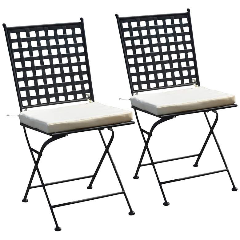Image 1 Nantucket Black Iron Outdoor Folding Chair Set of 2