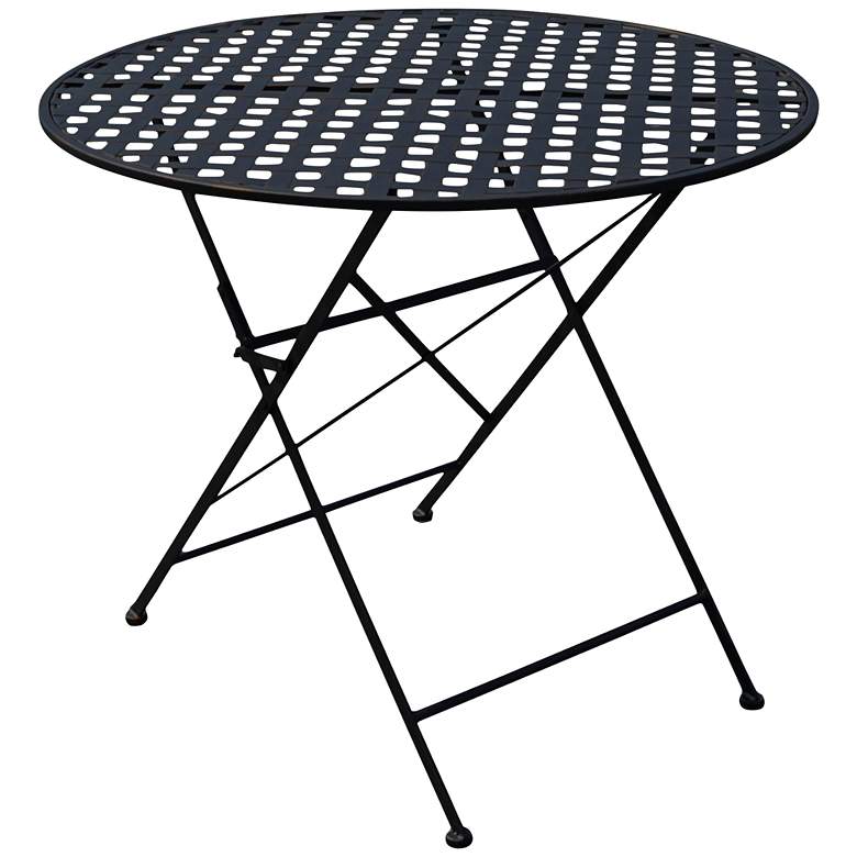 Image 1 Nantucket Black Iron Round Outdoor Folding Table