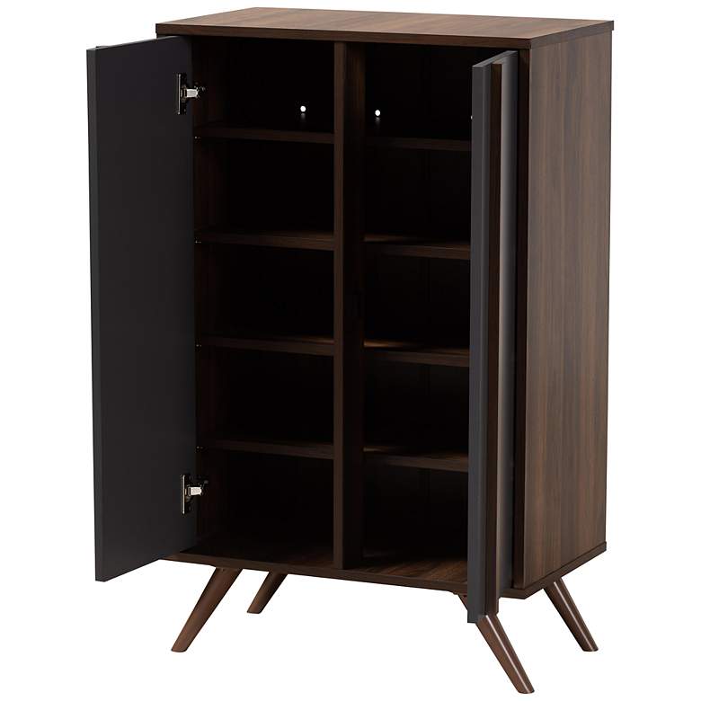 Image 5 Naoki 23 1/2" Wide Gray Walnut Wood 2-Door Shoe Cabinet more views