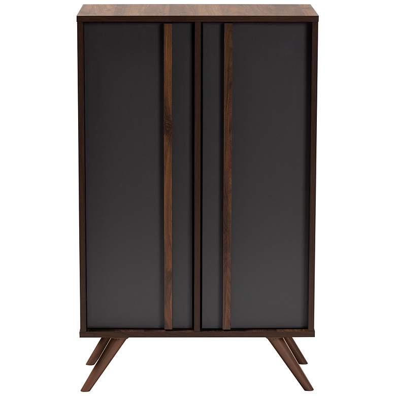 Image 6 Naoki 23 1/2" Wide Gray Walnut Wood 2-Door Shoe Cabinet more views