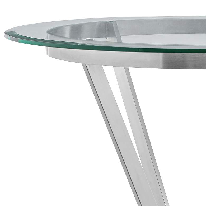 Image 3 Naomi 36" Wide Chrome Stainless Steel Glass Round Bar Table more views