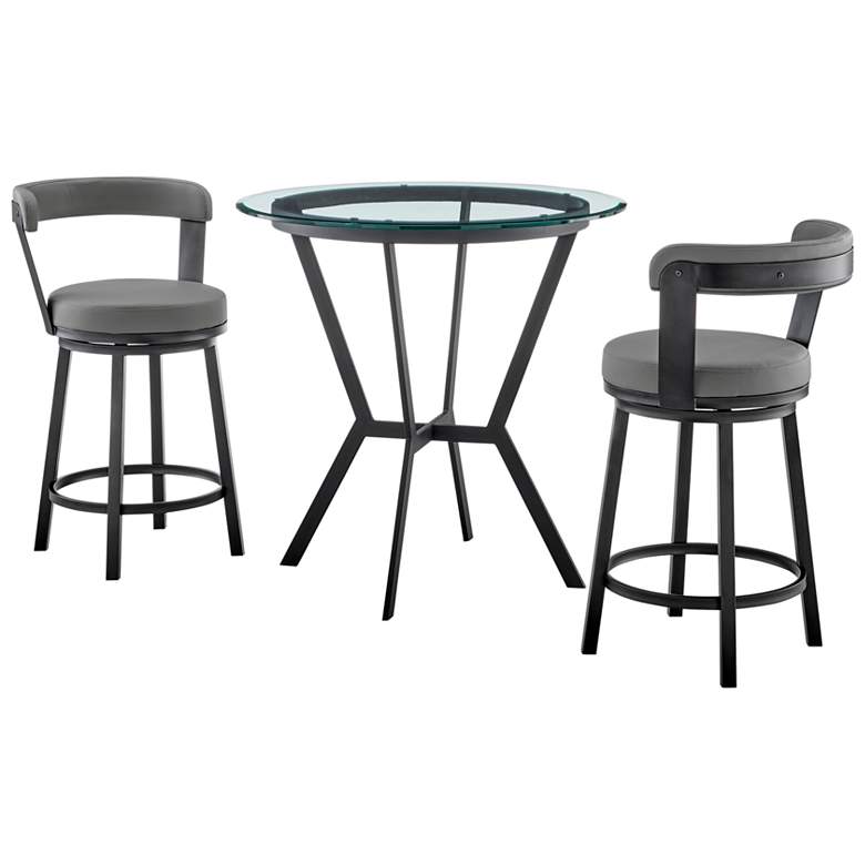 Image 1 Naomi and Bryant 3 Pc Counter Height Dining Set in Black Metal and Glass