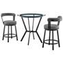 Naomi and Bryant 3 Pc Counter Height Dining Set in Black Metal and Glass