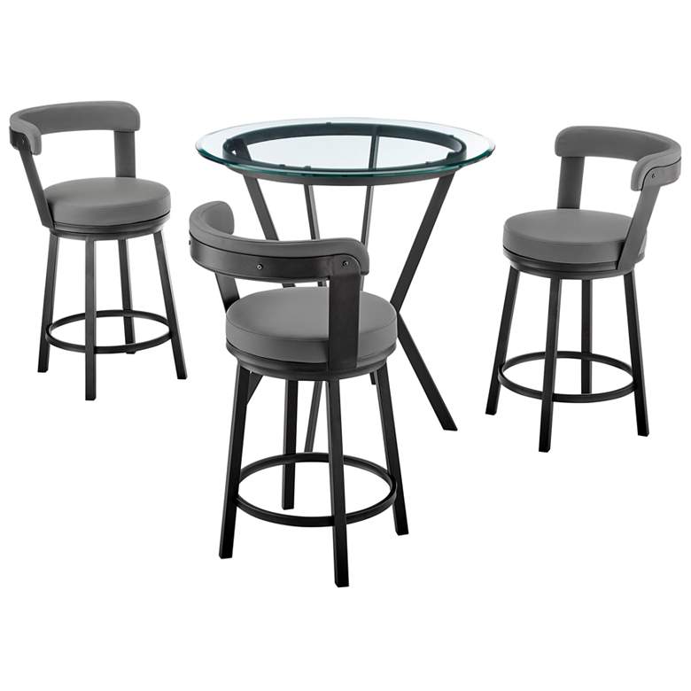 Image 1 Naomi and Bryant 4 Pc Counter Height Dining Set in Black Metal and Glass