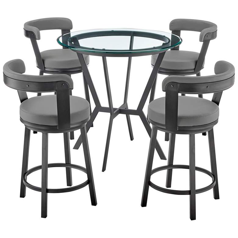 Image 1 Naomi and Bryant 5 Pc Counter Height Dining Set in Black Metal