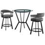 Naomi and Chelsea 3 Pc Counter Height Dining Set in Black Metal and Glass
