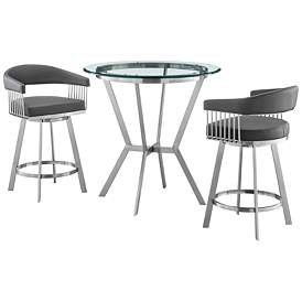 Image1 of Naomi and Chelsea 3 Pc Counter Height Dining Set in Brushed Stainless Steel