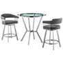 Naomi and Chelsea 3 Pc Counter Height Dining Set in Brushed Stainless Steel
