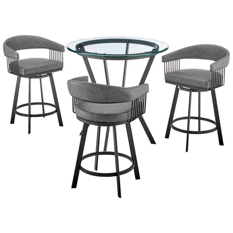Image 1 Naomi and Chelsea 4 Pc Counter Height Dining Set in Black Metal and Glass