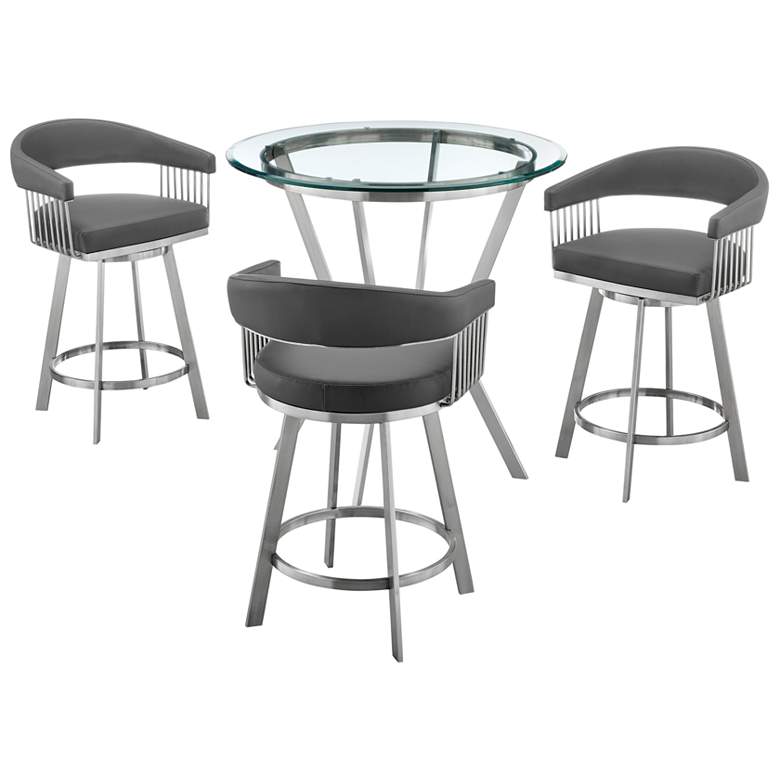 Image 1 Naomi and Chelsea 4 Pc Counter Height Dining Set in Brushed Stainless Steel