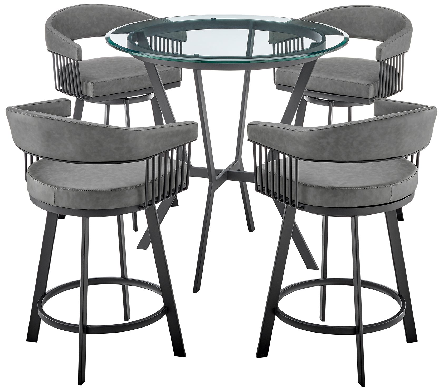 Image 2 Naomi and Chelsea 5 Pc Counter Height Dining Set in Black Metal