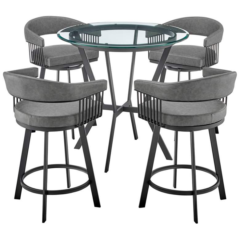 Image 1 Naomi and Chelsea 5 Pc Counter Height Dining Set in Black Metal