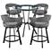 Naomi and Chelsea 5 Pc Counter Height Dining Set in Black Metal