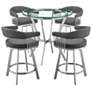 Naomi and Chelsea 5 Pc Counter Height Dining Set in Brushed Stainless Steel