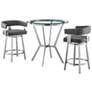 Naomi and Lorin 3 Pc Counter Height Dining Set in Brushed Stainless Steel