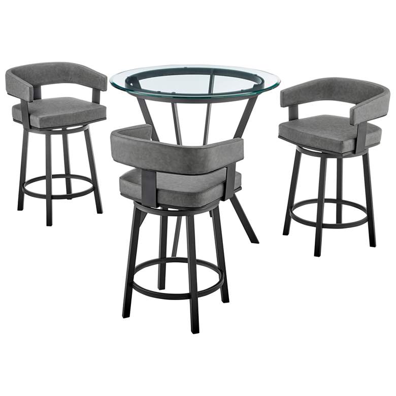 Image 1 Naomi and Lorin 4 Pc Counter Height Dining Set in Black Metal and Glass