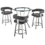 Naomi and Lorin 4 Pc Counter Height Dining Set in Brushed Stainless Steel