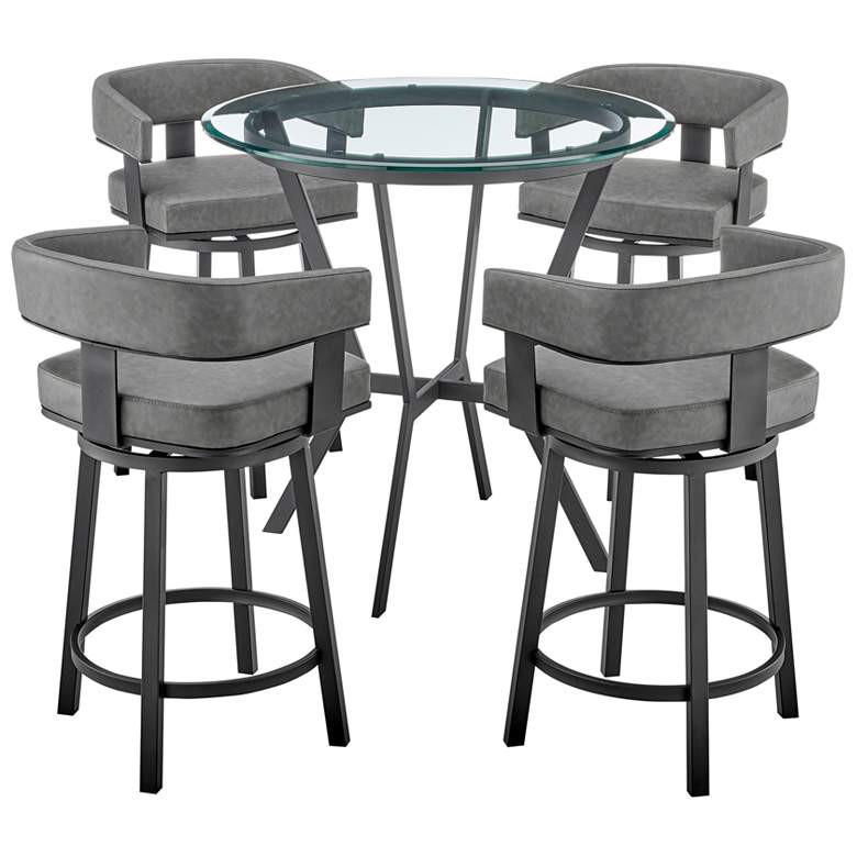 Image 1 Naomi and Lorin 5 Pc Counter Height Dining Set in Black Metal