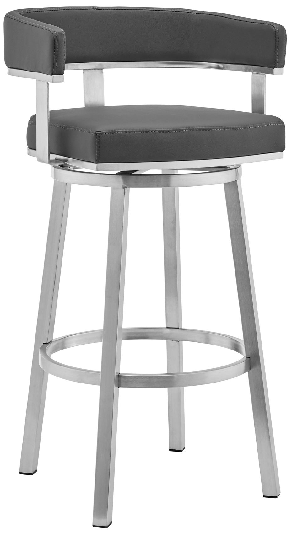 Image 3 Naomi and Lorin 5 Pc Counter Height Dining Set in Brushed Stainless Steel more views