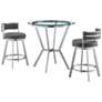 Naomi and Roman 3 Pc Counter Height Dining Set in Brushed Stainless Steel