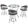 Naomi and Valerie 4 Pc Counter Height Dining Set in Brushed Stainless Steel
