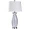 Naomi Clear Seeded Glass and Brushed Steel Metal Table Lamp