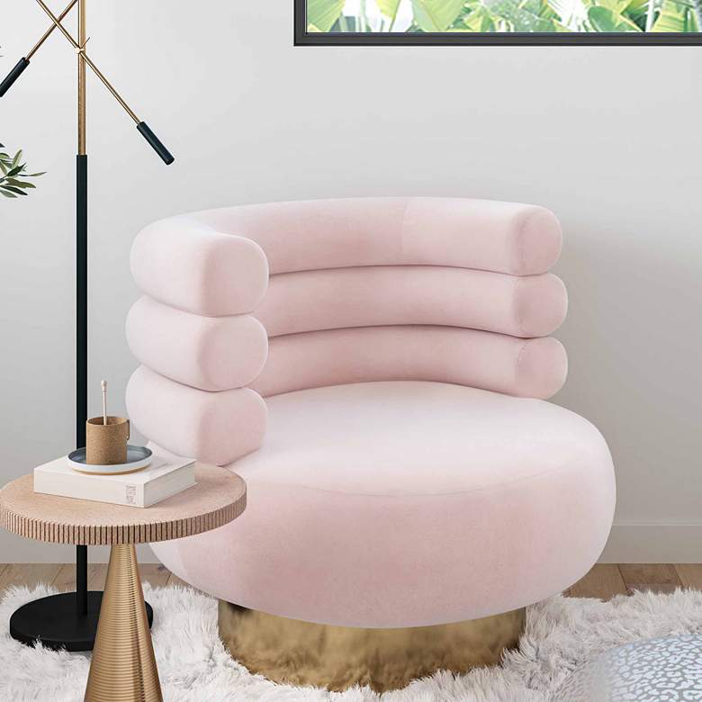Image 1 Naomi Luxe Blush Velvet Swivel Chair