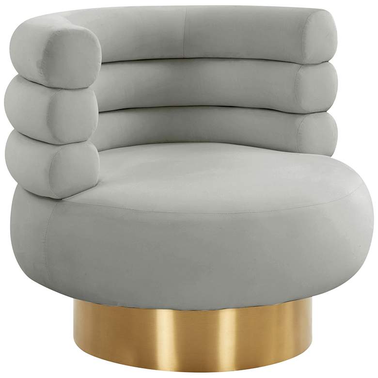 Image 2 Naomi Luxe Gray Velvet Swivel Chair