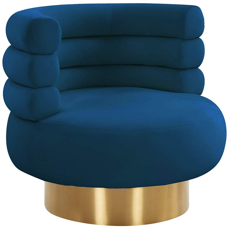 Image 2 Naomi Luxe Navy Velvet Swivel Chair