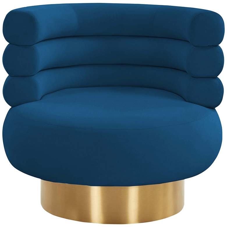 Image 6 Naomi Luxe Navy Velvet Swivel Chair more views